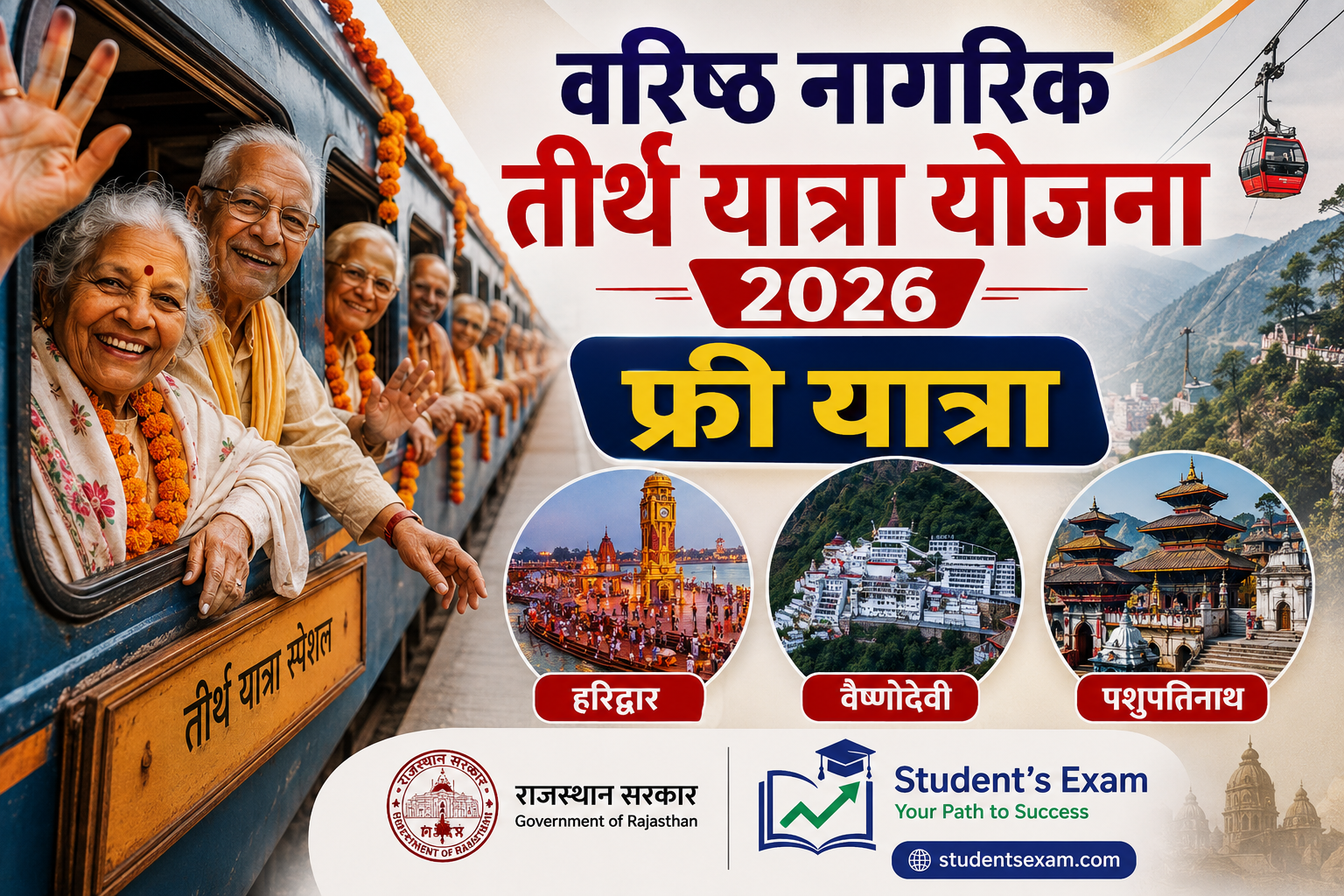 Rajasthan Varishth Nagrik Tirth Yatra Yojana 2026 Free Train Air Travel Apply Online eMitra